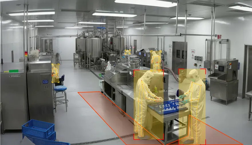 Cleanroom with worker pose and zone detection